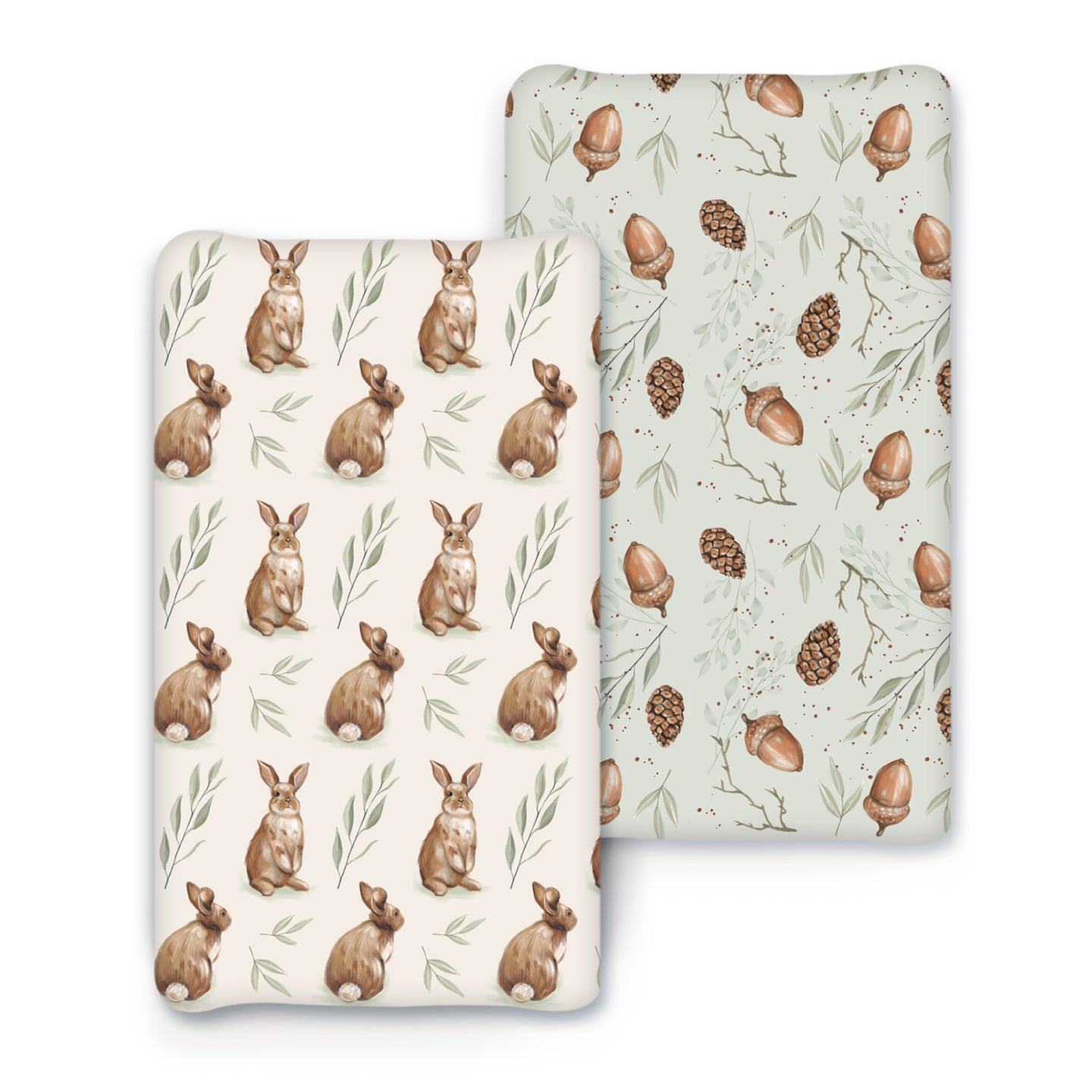 Acrabros Snug Fitted Changing Pad Cover Set Rabbit Nuts