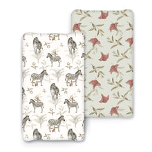Load image into Gallery viewer, Acrabros Snug Fitted Changing Pad Cover Set Zebra Flora