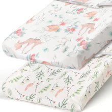 Load image into Gallery viewer, Acrabros Snug Fitted Changing Pad Cover Set Deer Floral