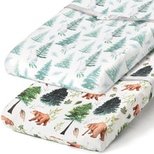 Load image into Gallery viewer, Acrabros Snug Fitted Changing Pad Cover Set Bears & Forest