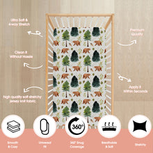 Load image into Gallery viewer, Acrabros Snug Fitted Crib Sheet Set Bears & Forest