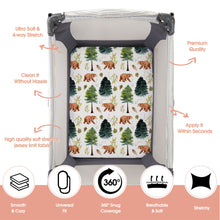 Load image into Gallery viewer, Acrabros Snug Fitted Playard Sheet Set Bears &amp; Forest
