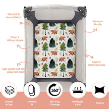 Load image into Gallery viewer, Acrabros Snug Fitted Playard Sheet Set Bears & Forest