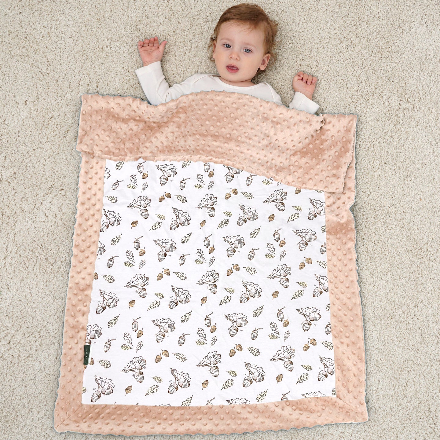 ACRABROS Baby Blankets Double Layer Dotted Backing 30X40 Inches,Linear Nuts