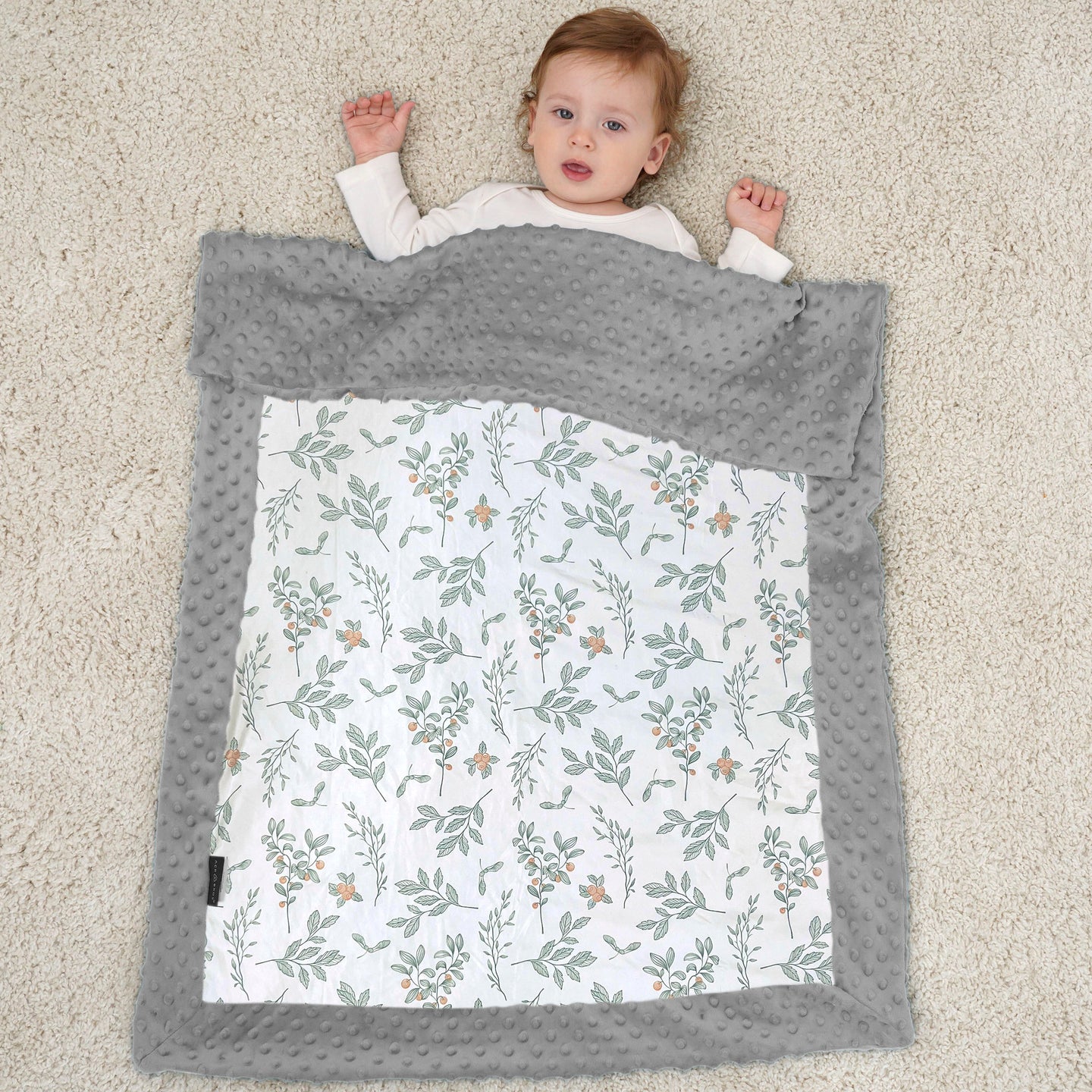 ACRABROS Baby Blankets Double Layer Dotted Backing 30X40 Inches,Linear Floral