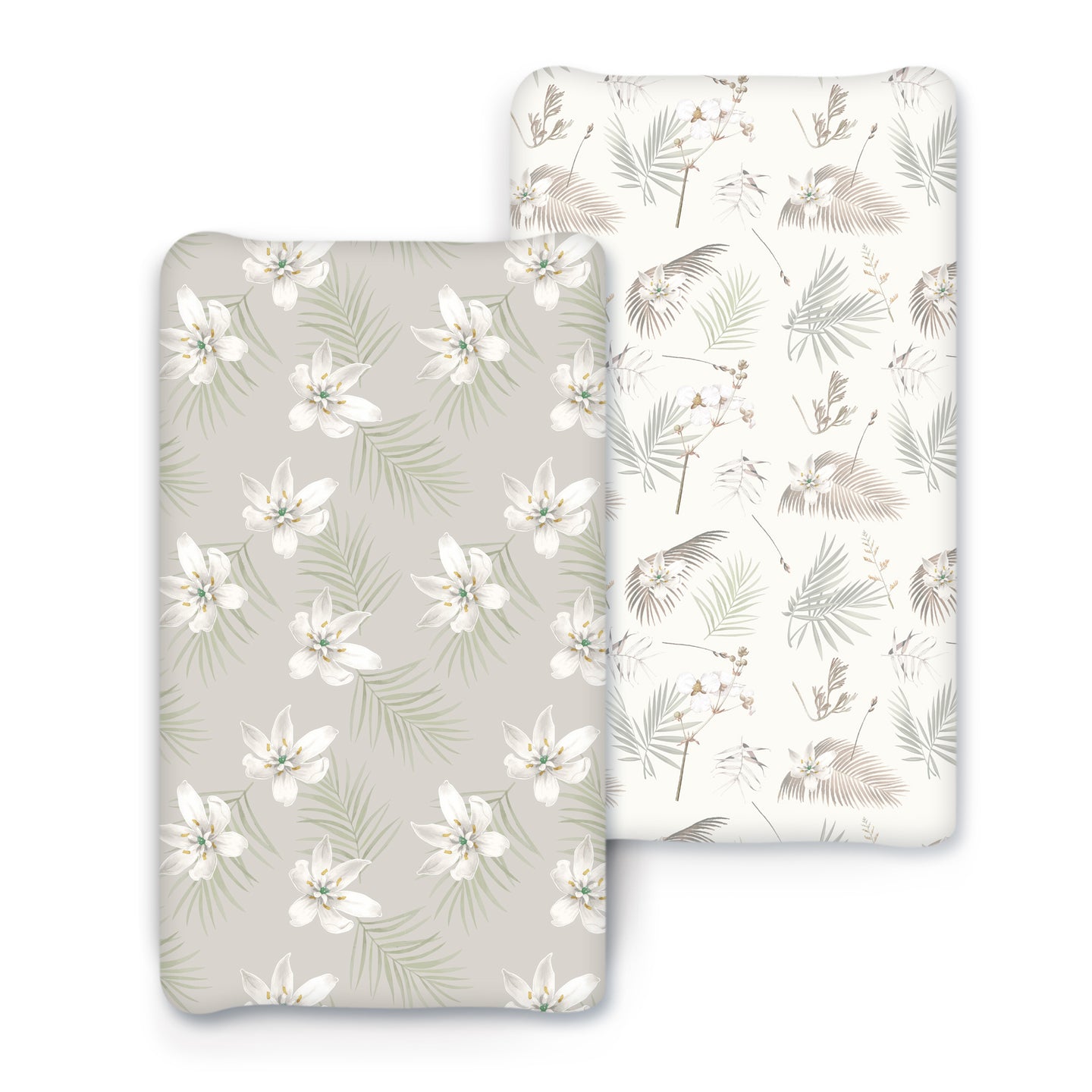 Acrabros Snug Fitted Changing Pad Cover Set Gardenia Blossom
