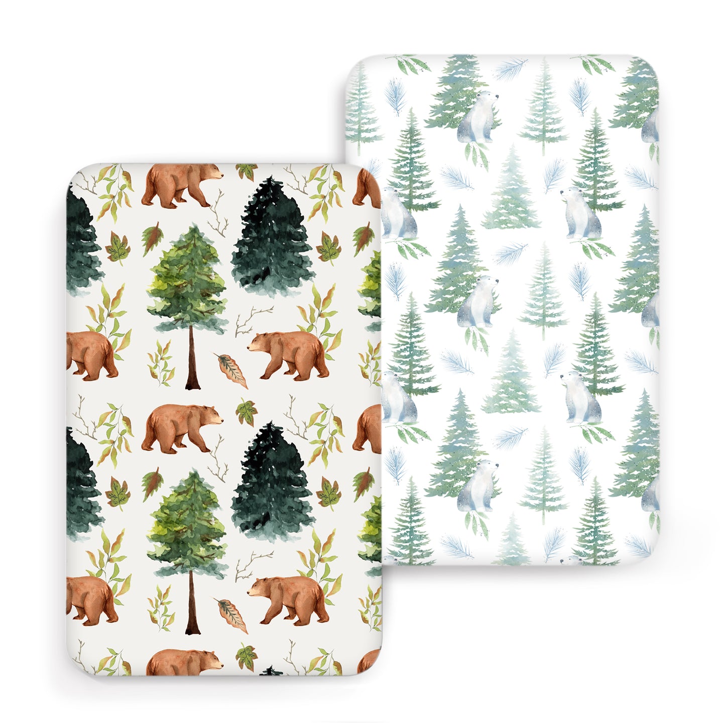 Acrabros Snug Fitted Crib Sheet Set Bears & Forest