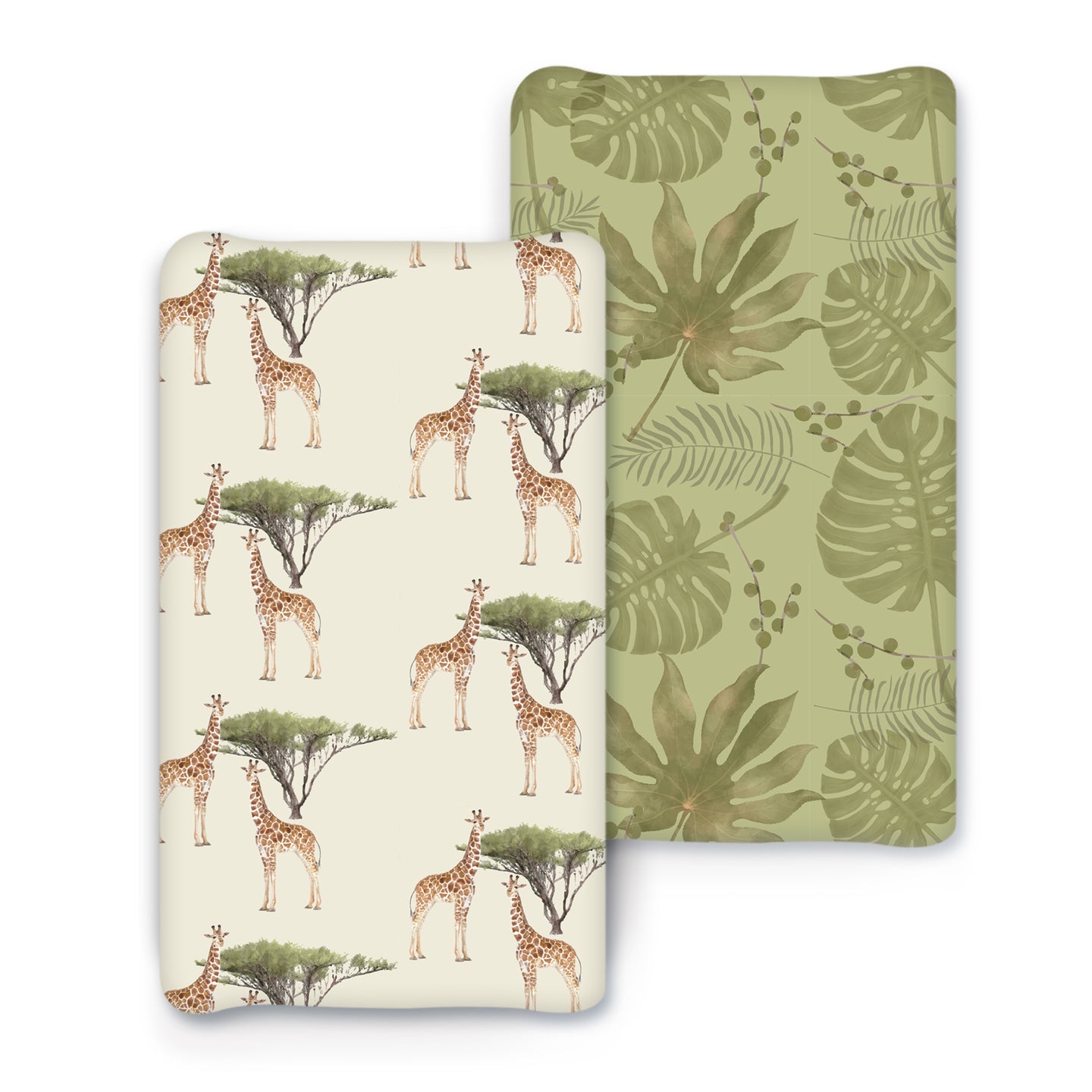 Acrabros Snug Fitted Changing Pad Cover Set Giraffe&Forest