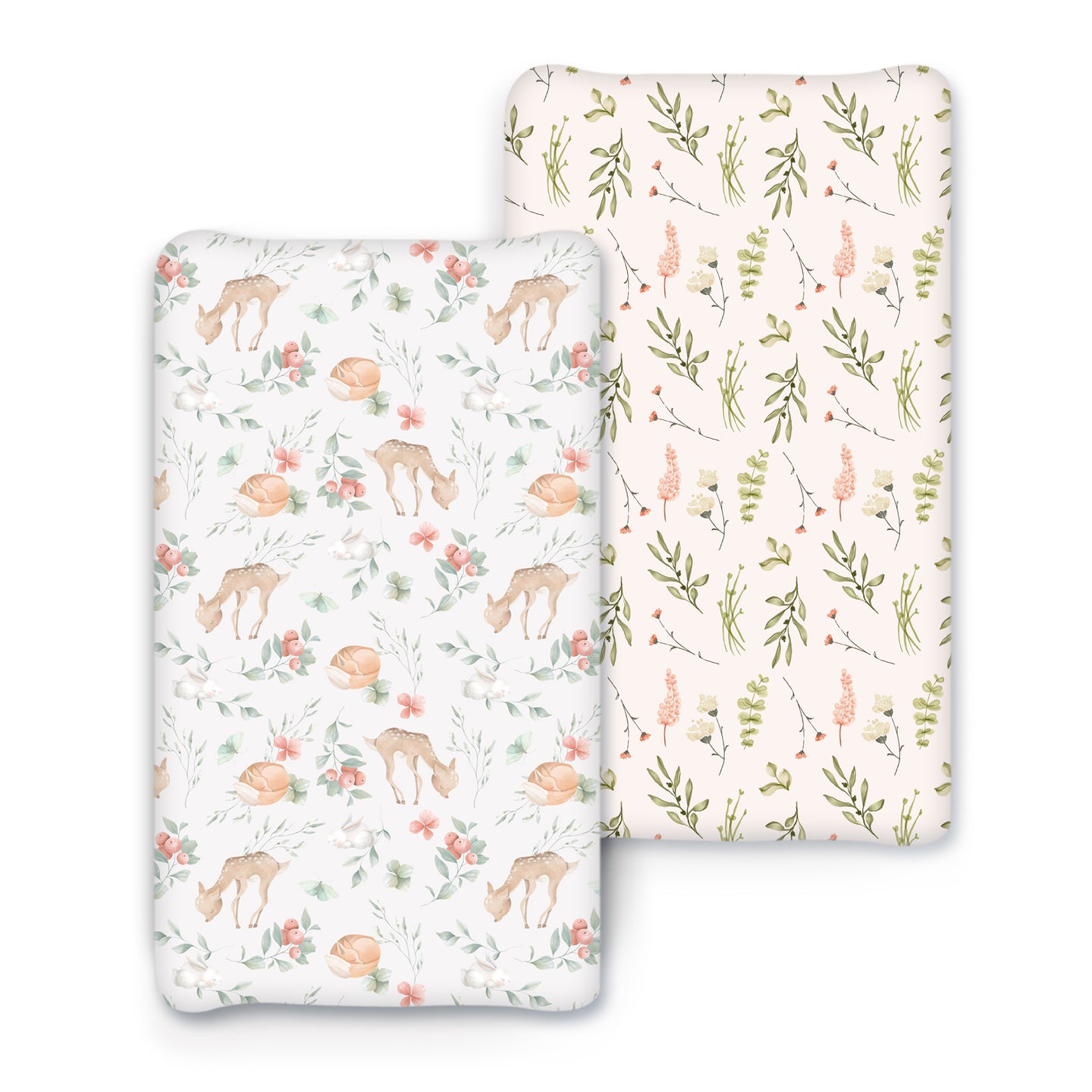 Acrabros Snug Fitted Changing Pad Cover Set Deer Floral