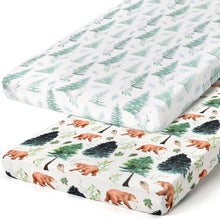 Load image into Gallery viewer, Acrabros Snug Fitted Playard Sheet Set Bears &amp; Forest
